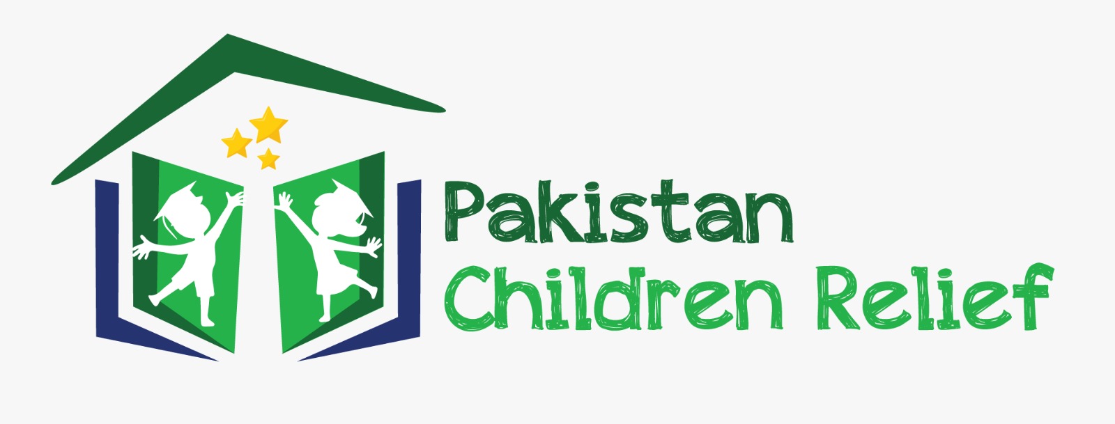 Logo for Pakistan Children Relief featuring children and a house